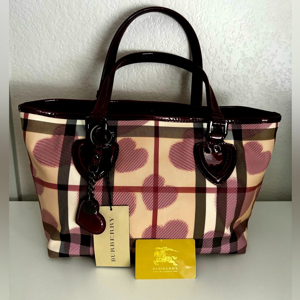 Burberry Nova Check Heart Tote Shoulder Bag